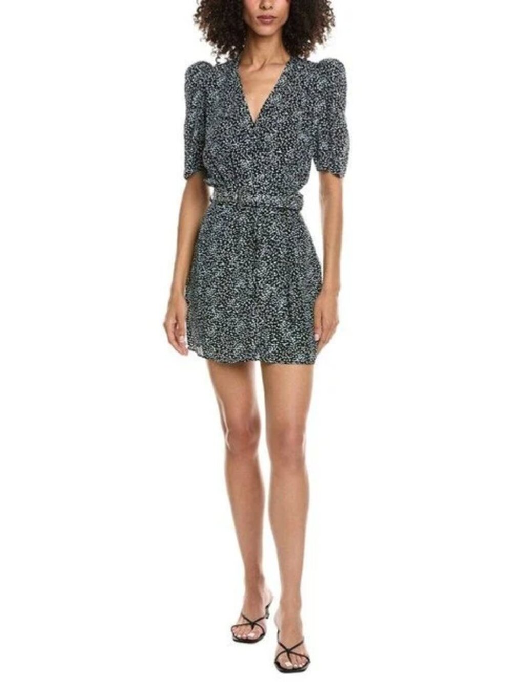 NWT -- The Kooples Summer Dot Mini Wrap Dress Black Blue Polka Dot Size 2 / US S